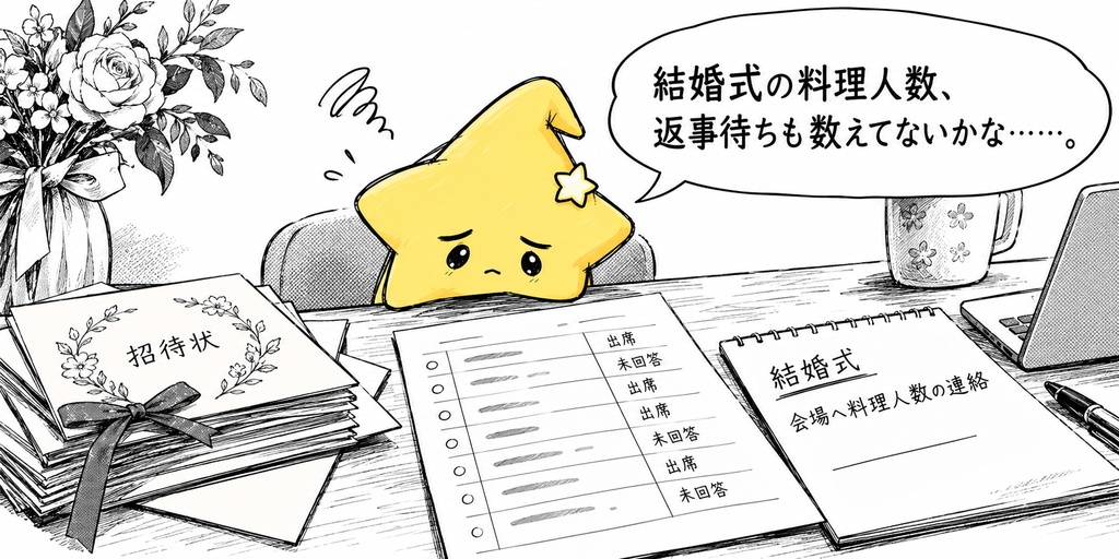 結婚式の人数確認｜料理区分・未回答 Excel