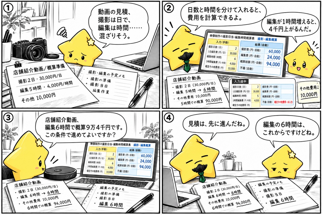 映像制作費の概算|撮影費・編集費 Excel