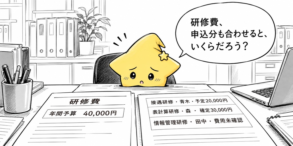 研修費の予算管理|予定費・確定費・残額 Excel