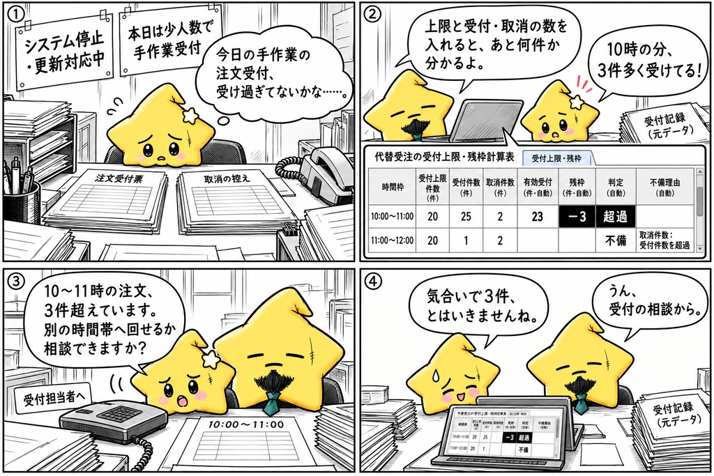 代替受注管理|上限・残枠 Excel