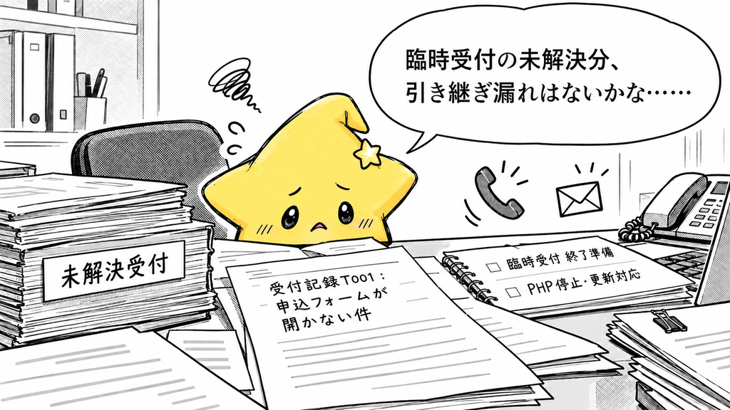 臨時受付の移管管理|受領確認 Excel
