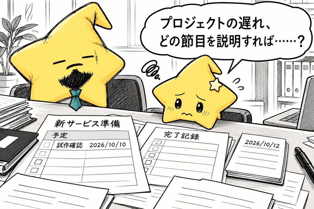 プロジェクト節目確認｜完了状況・予定差 Excel