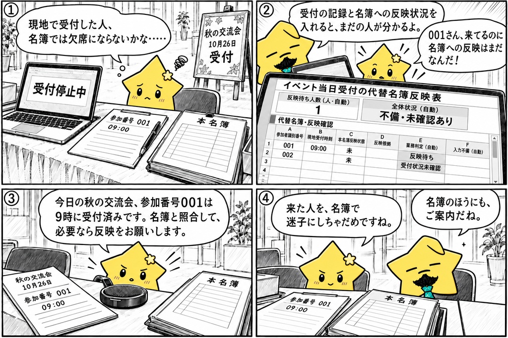 イベント受付の名簿確認|反映待ち Excel