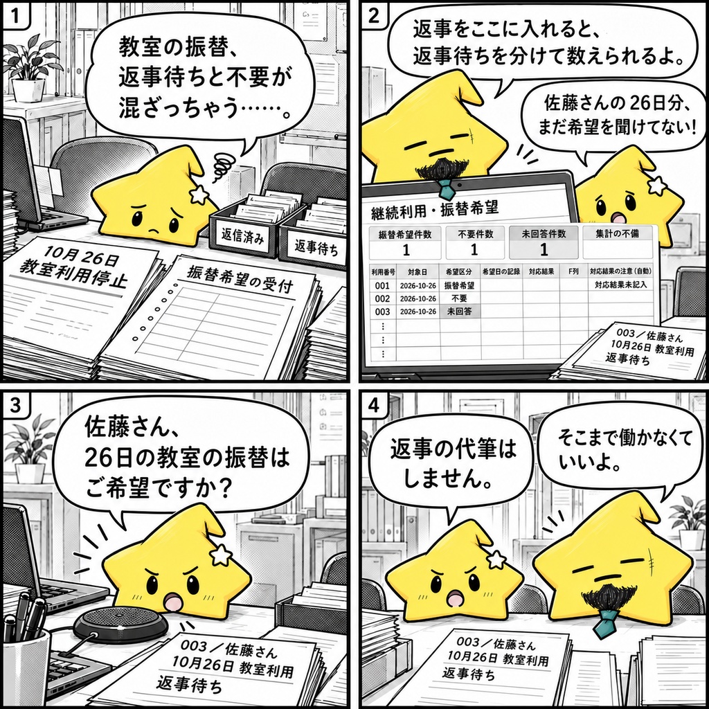 振替希望集計|希望・不要・未回答 Excel