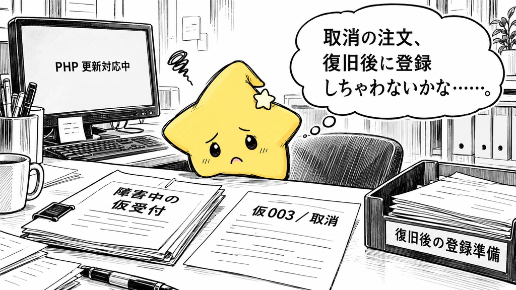 仮注文の取消管理|顧客意思・登録状態 Excel