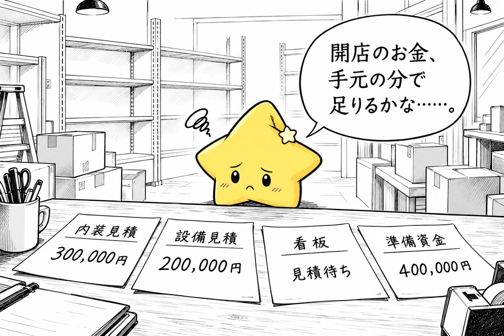 開店資金の確認|必要額・不足額 Excel