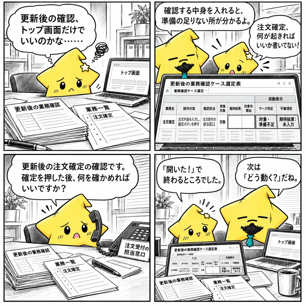 更新後の業務確認|対象未決・準備不足 Excel