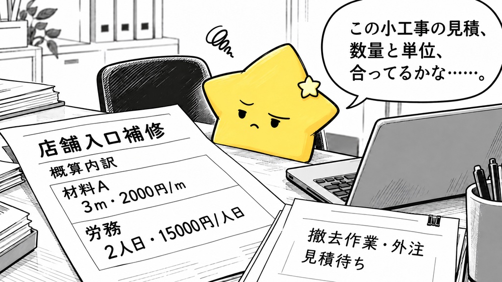 小工事の概算費用｜数量・単価 Excel