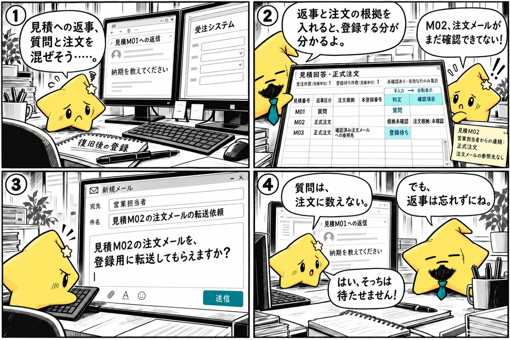 見積回答の整理|正式注文・登録待ち Excel