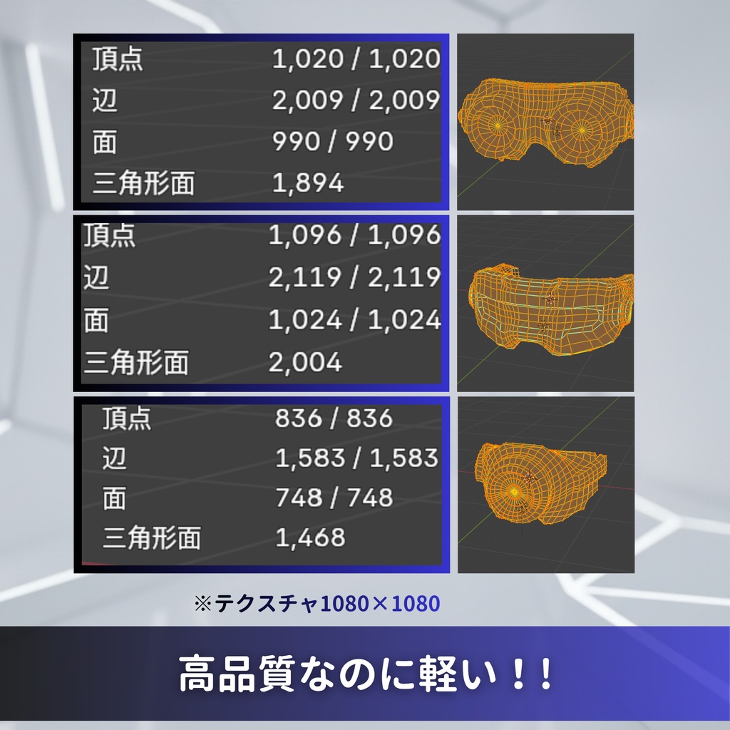 【VRchat想定】サイバーマスクセット3種