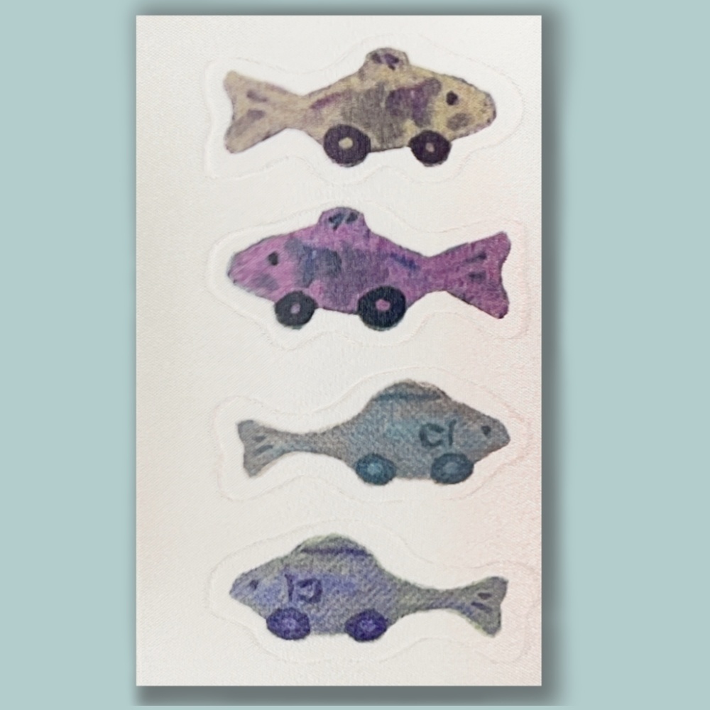 さかなのくるましーる（布ステッカー）