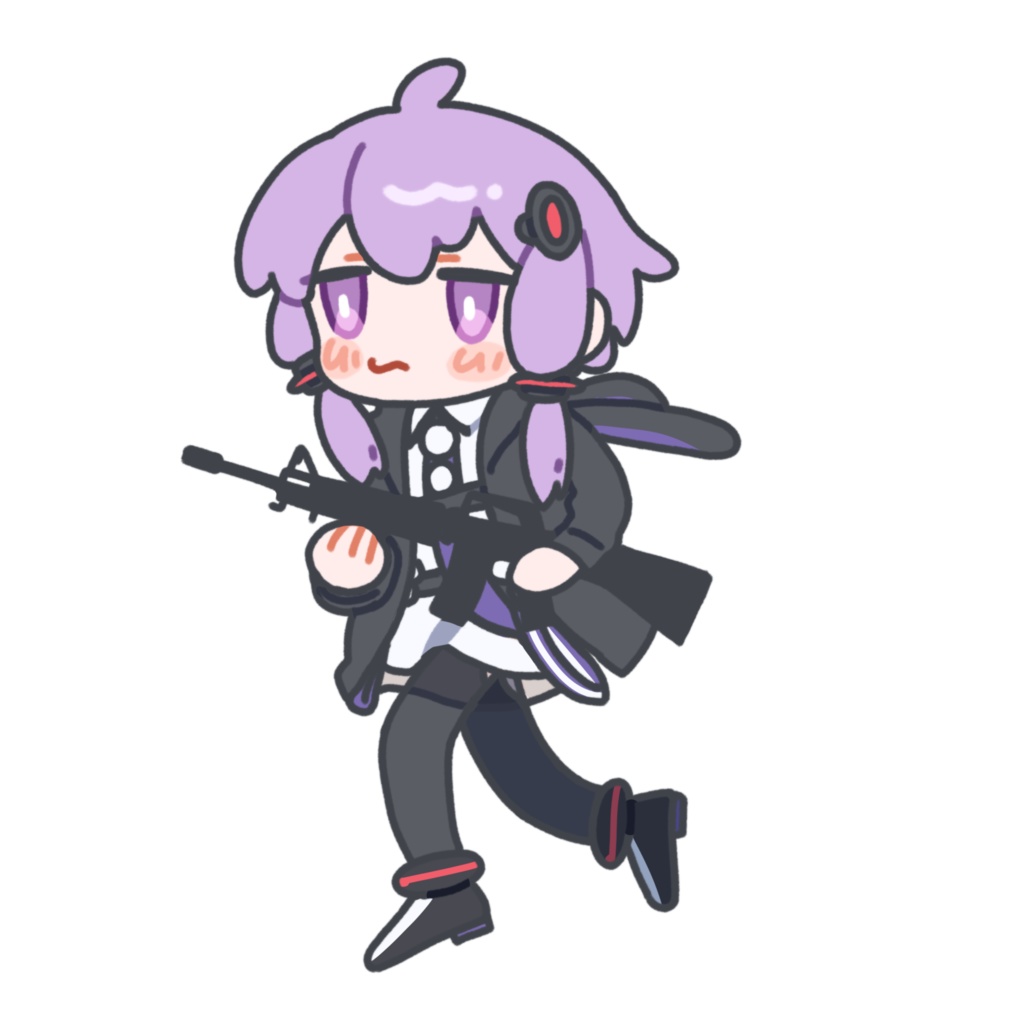 銃を持って走る結月ゆかり_GIF素材