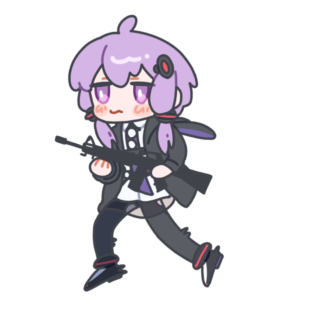 銃を持って走る結月ゆかり_GIF素材