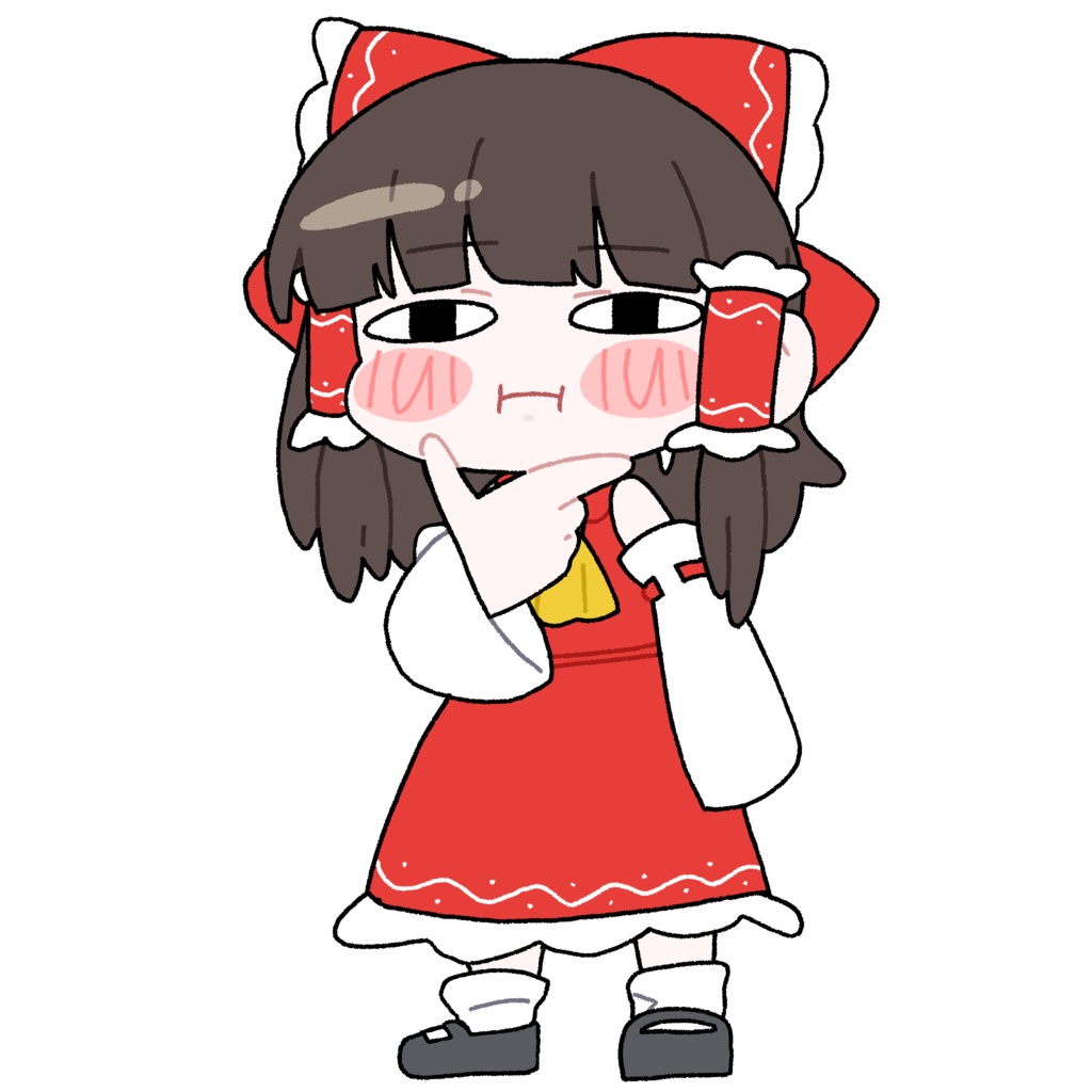 絶妙な顔で悩む霊夢_GIF素材