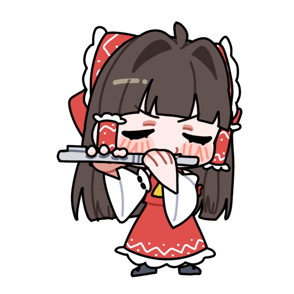 フルートを吹く博麗霊夢_GIF_立ち絵