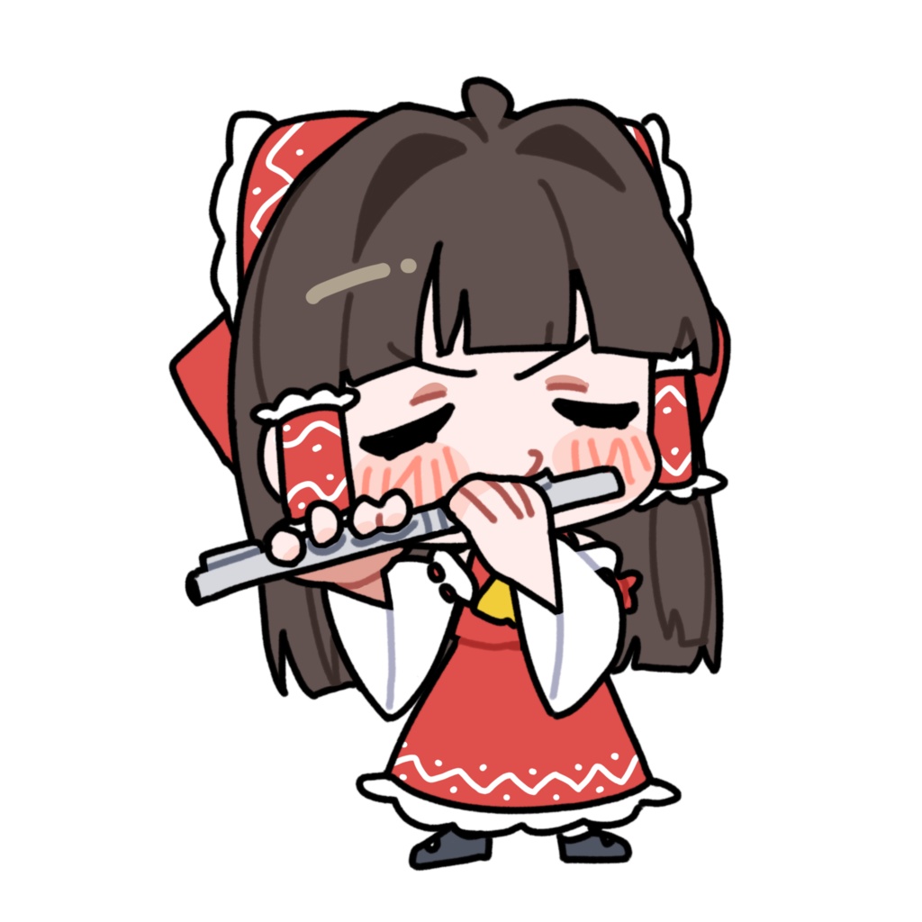 フルートを吹く博麗霊夢_GIF_立ち絵