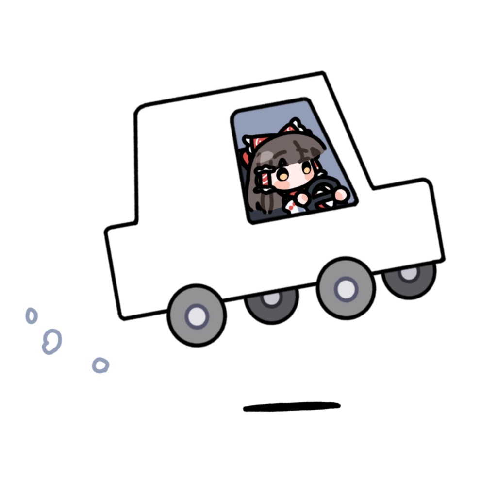 運転する博麗霊夢_GIF_PNG_クロマキー素材_アニメーション_立ち絵