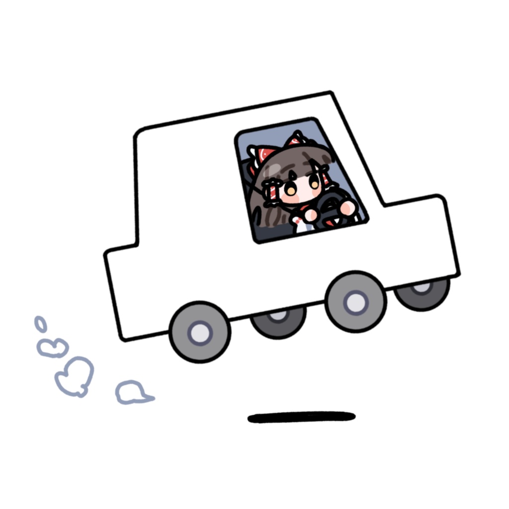 運転する博麗霊夢_GIF_PNG_クロマキー素材_アニメーション_立ち絵