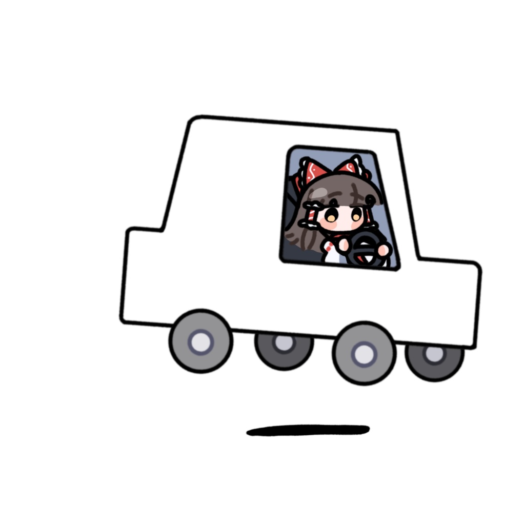 運転する博麗霊夢_GIF_PNG_クロマキー素材_アニメーション_立ち絵