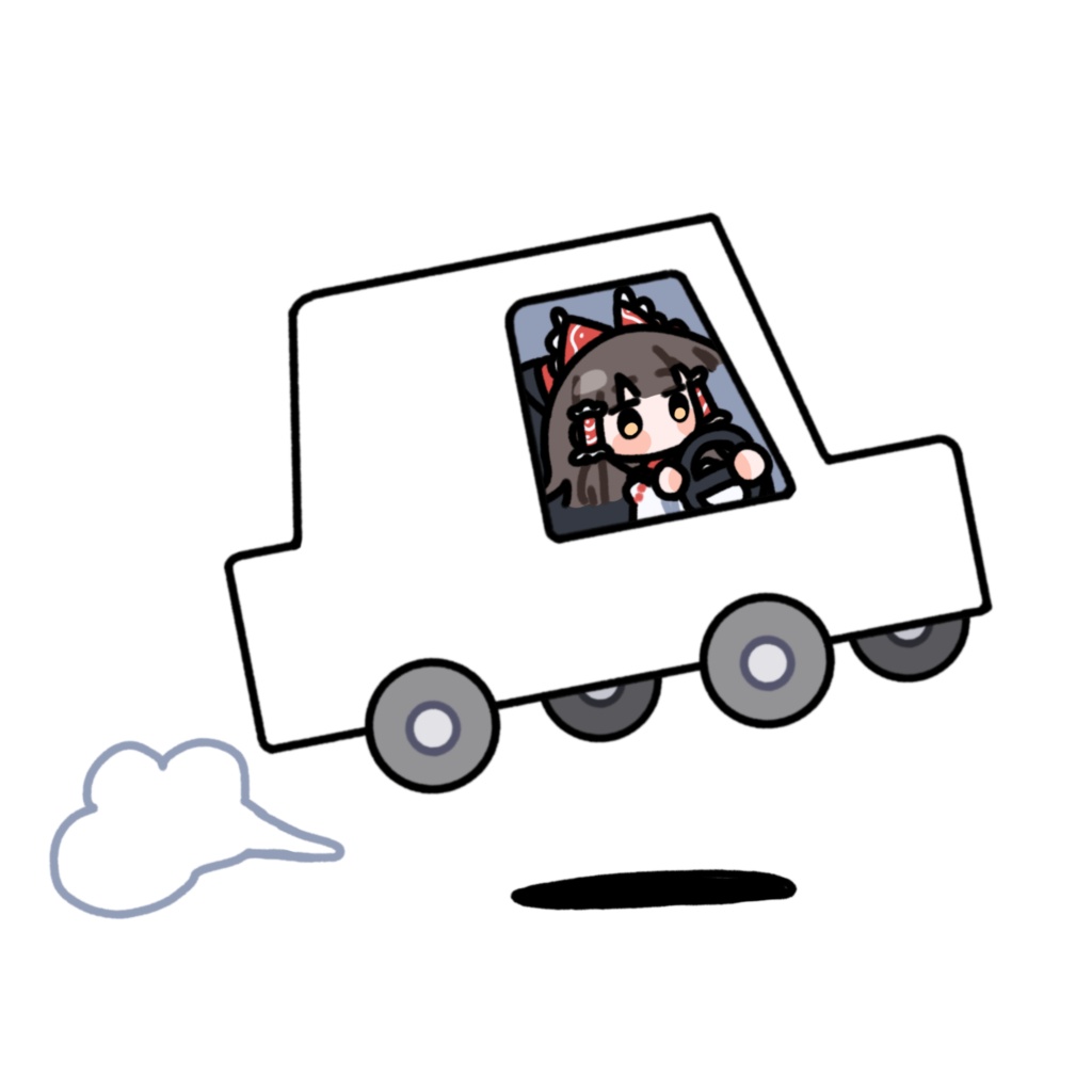 運転する博麗霊夢_GIF_PNG_クロマキー素材_アニメーション_立ち絵