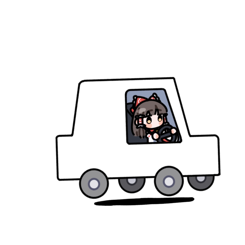 運転する博麗霊夢_GIF_PNG_クロマキー素材_アニメーション_立ち絵