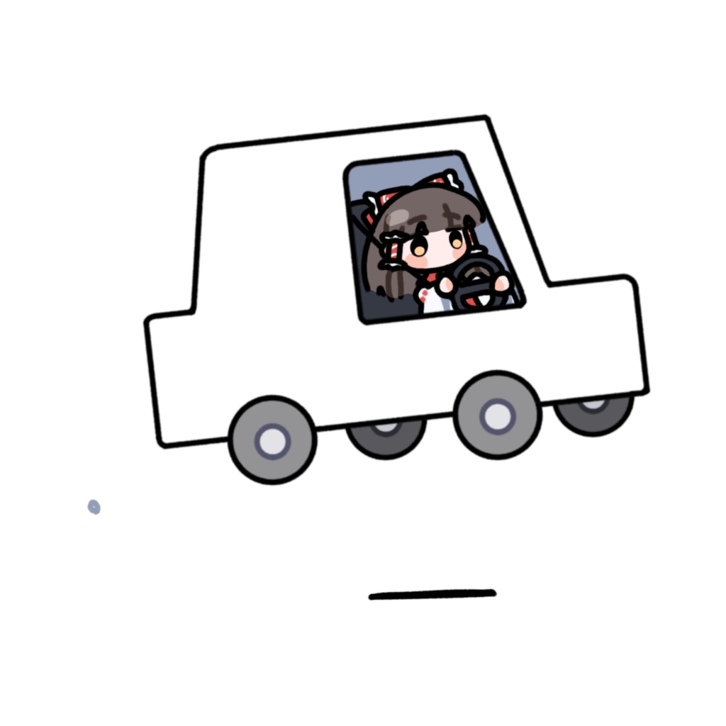 運転する博麗霊夢_GIF_PNG_クロマキー素材_アニメーション_立ち絵