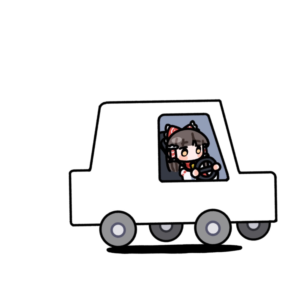 運転する博麗霊夢_GIF_PNG_クロマキー素材_アニメーション_立ち絵