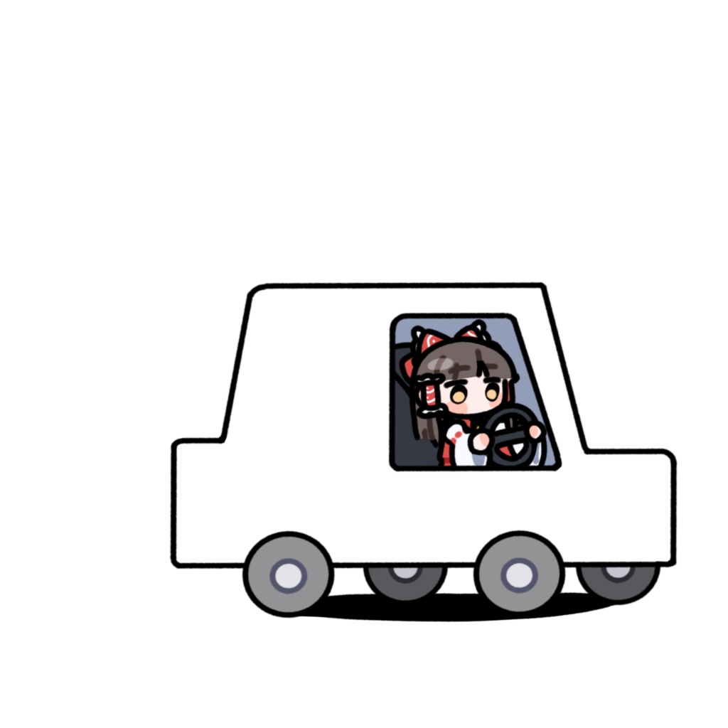 運転する博麗霊夢_GIF_PNG_クロマキー素材_アニメーション_立ち絵