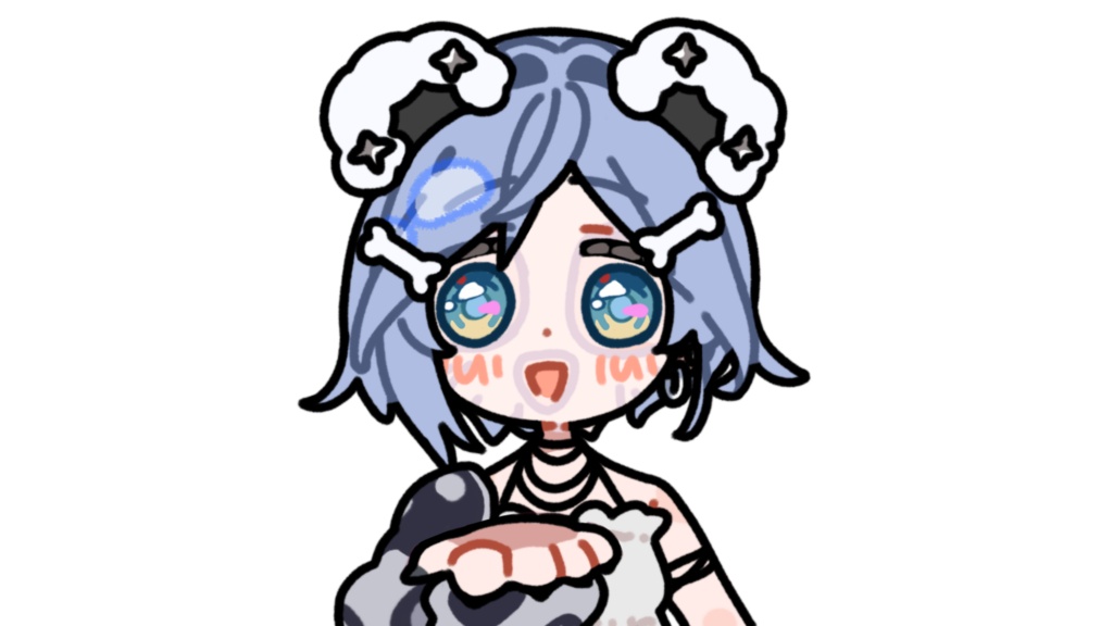 手を差し出すうみんぐ_化粧中_クロマキー素材_PNG
