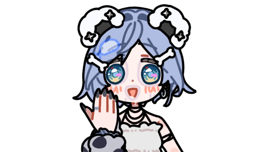 手を差し出すうみんぐ_化粧中_クロマキー素材_PNG