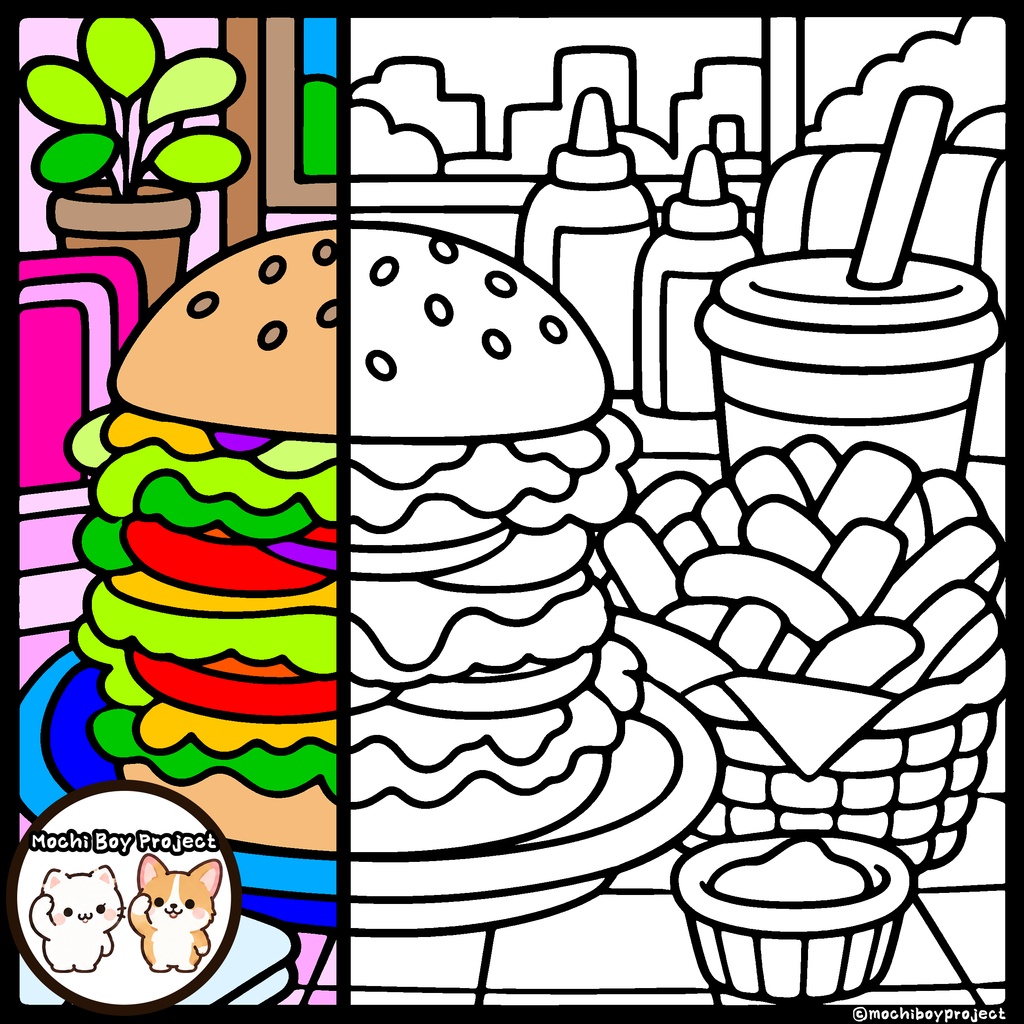 【無料/Free】ぬり絵・ぬりえ線画イラスト（1枚）Coloring page / #mochiboyproject_000
