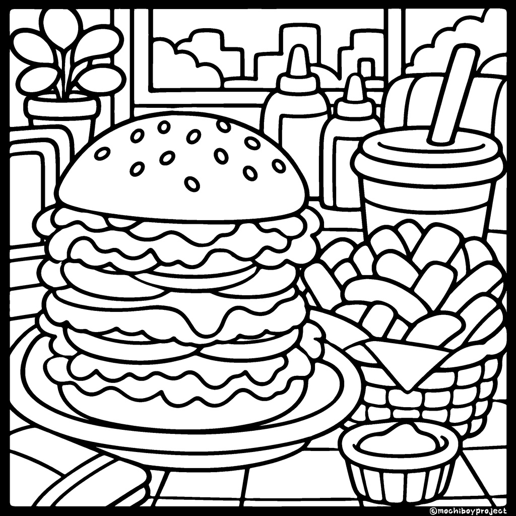 【無料/Free】ぬり絵・ぬりえ線画イラスト(1枚)Coloring page / #mochiboyproject_000