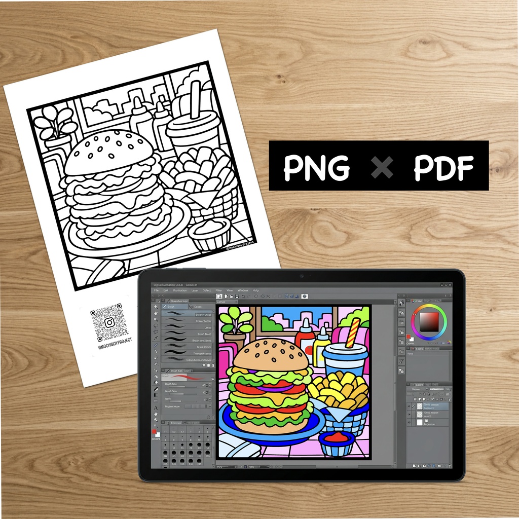 【無料/Free】ぬり絵・ぬりえ線画イラスト(1枚)Coloring page / #mochiboyproject_000