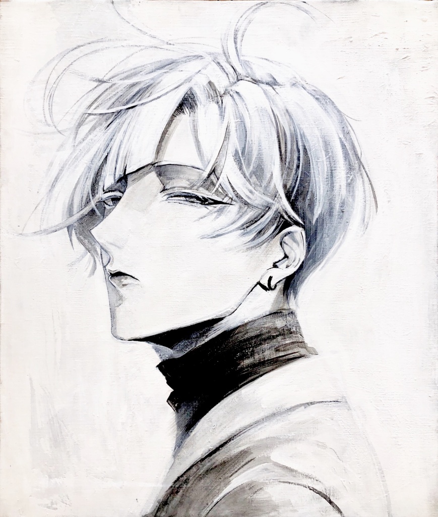 F10キャンバスイラスト(モノクロ)