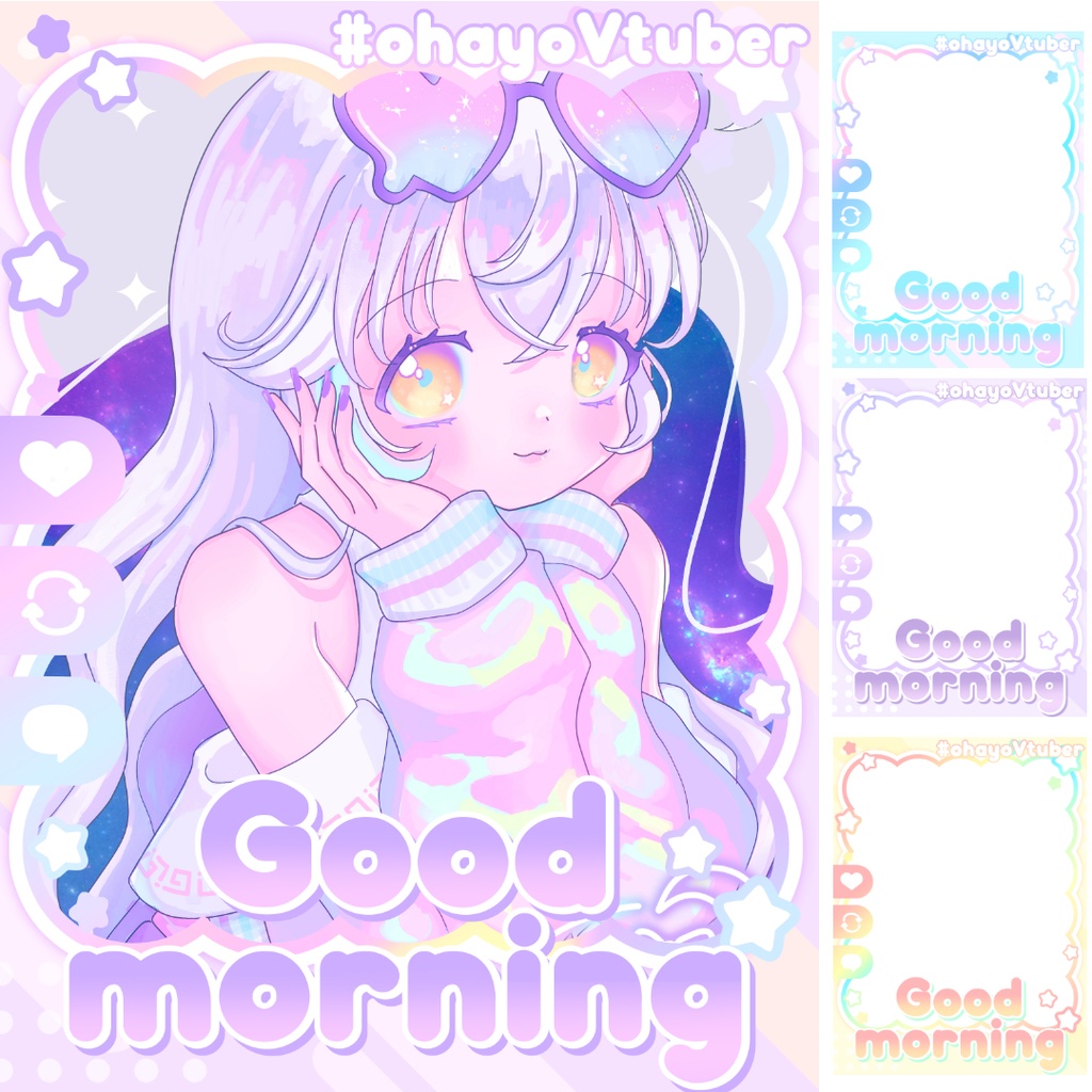 パステルグラデなおはV素材