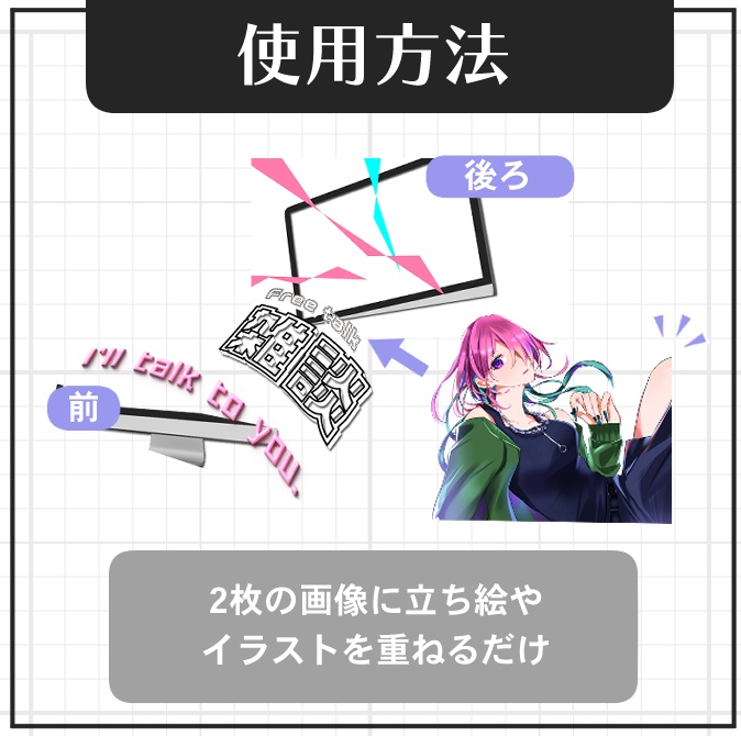 【雑談枠・配信素材】重ねるだけ!画面を飛び出すサムネイル【Vtuber・配信者向け】