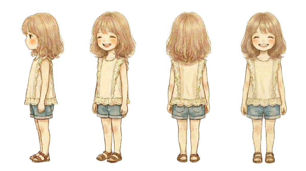 四季キャラ素材|夏セット(4方向まとめ)