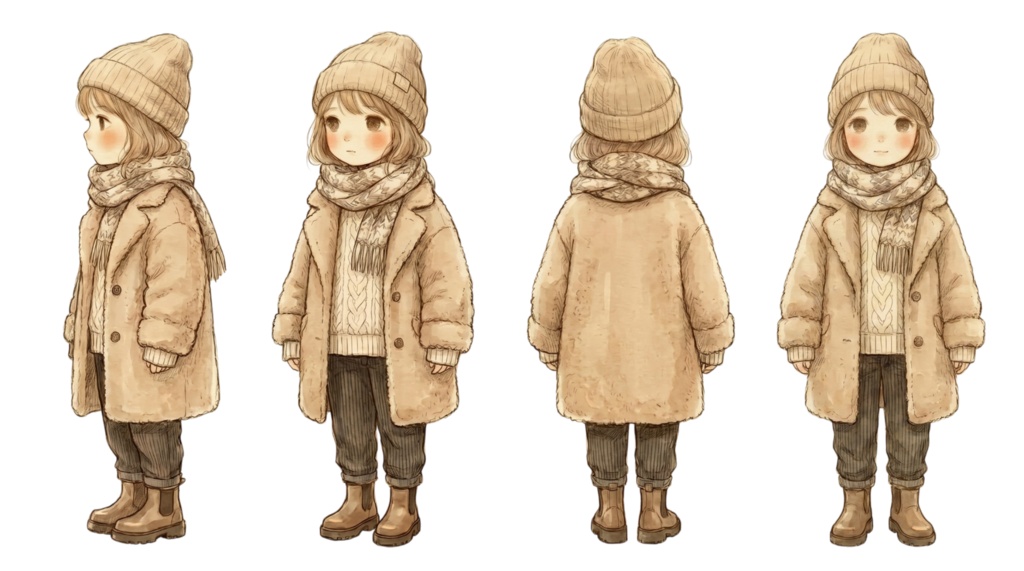 四季キャラ素材｜冬セット（4方向まとめ）