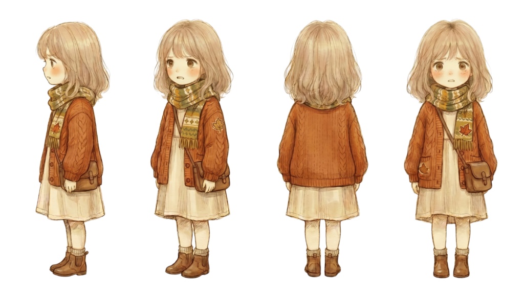 キャラ素材｜困り顔セット（4方向まとめ）