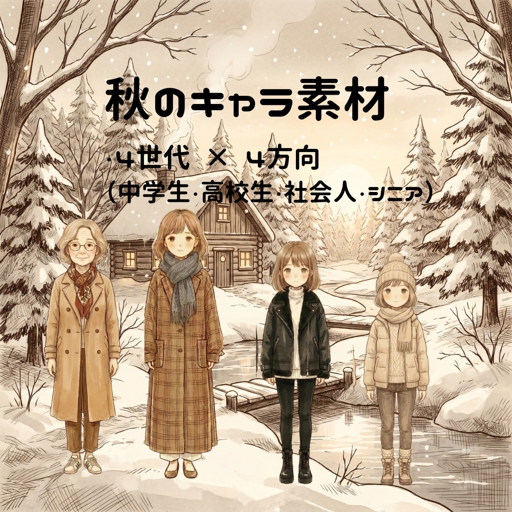 キャラクター素材｜冬セット（4方向）