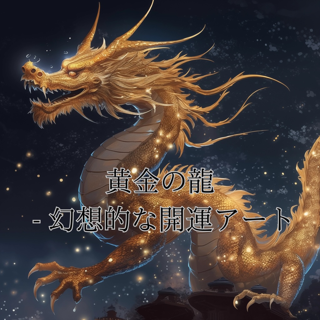 「黄金の龍 - 幻想的な開運アート」