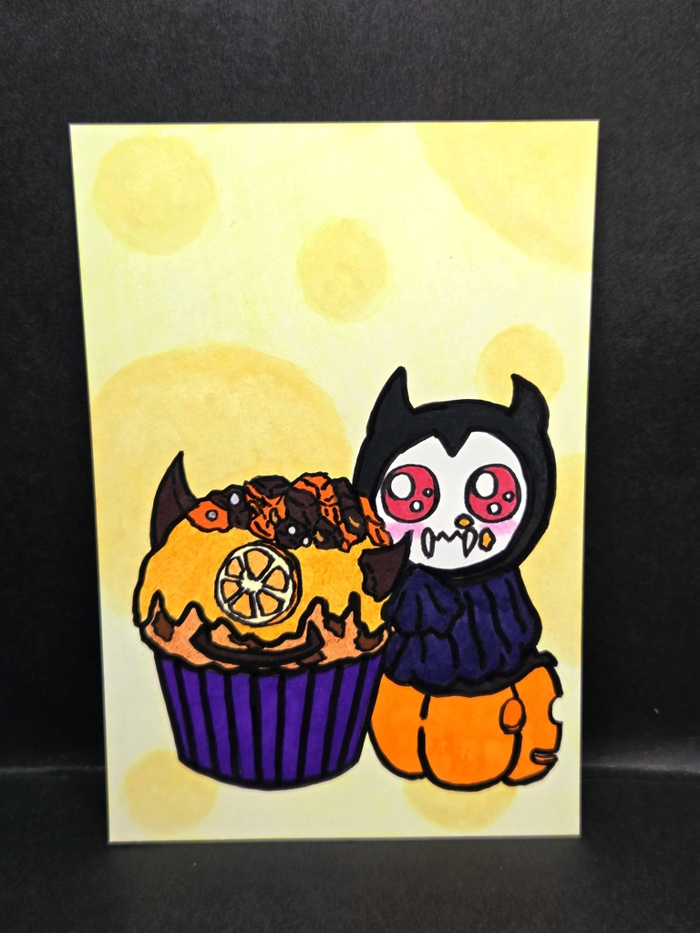 《100枚限定》直筆ポストカード シャイ神ちゃん　水玉お菓子