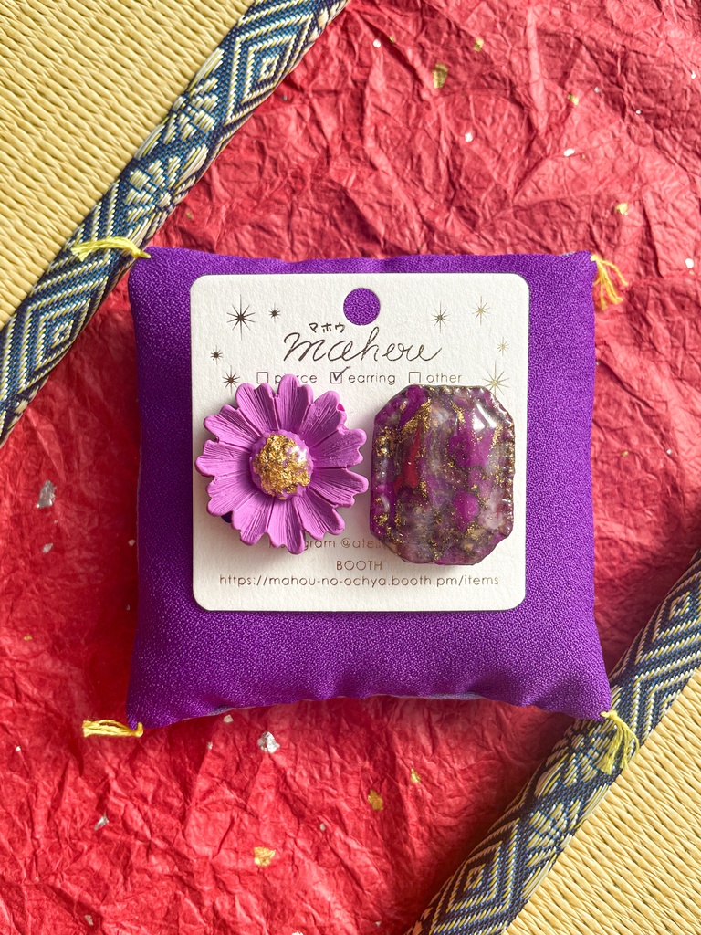 【忍たま四年生】煌めき・イヤリングｰ紫【イメージアクセ】