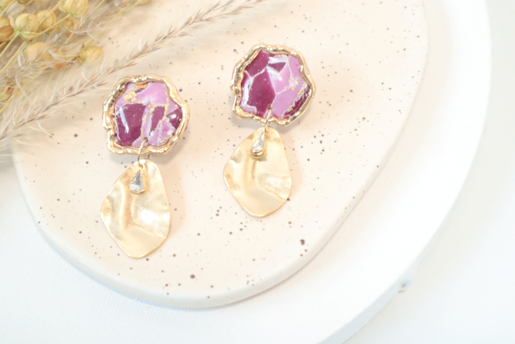 【忍たまイメージアクセ】宝石イヤリング－赤紫