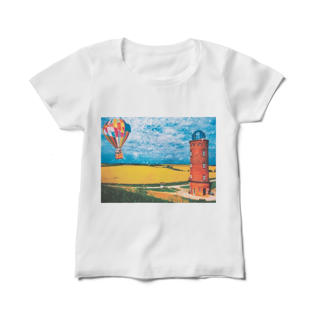 レディースTシャツ 猫の旅【気球】