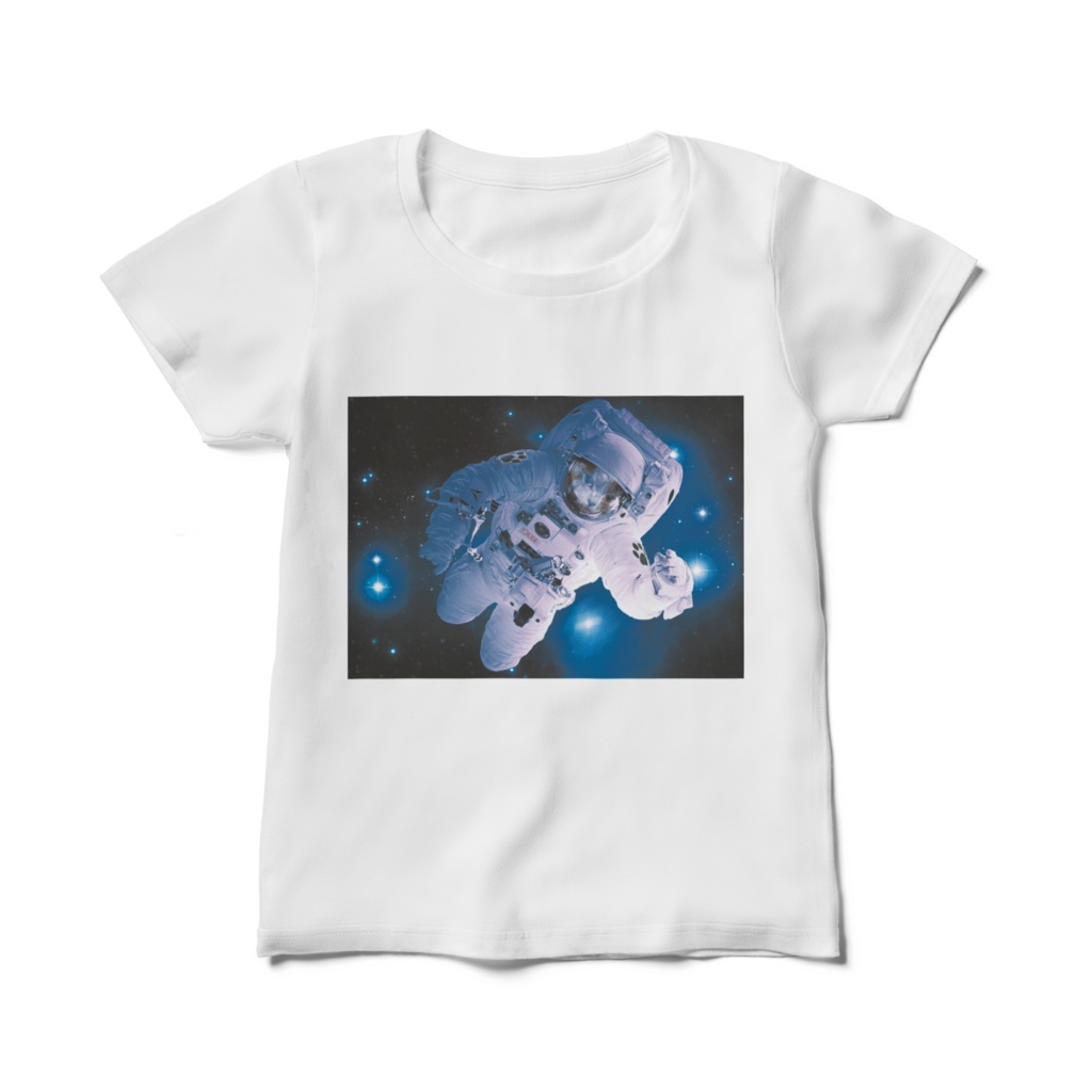 レディースTシャツ 猫の旅【宇宙飛行】