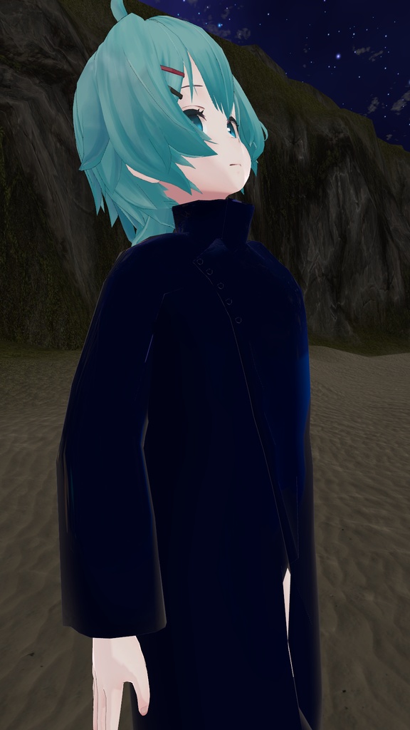 【薄荷ちゃん対応】黒コート(ロングタイプ)