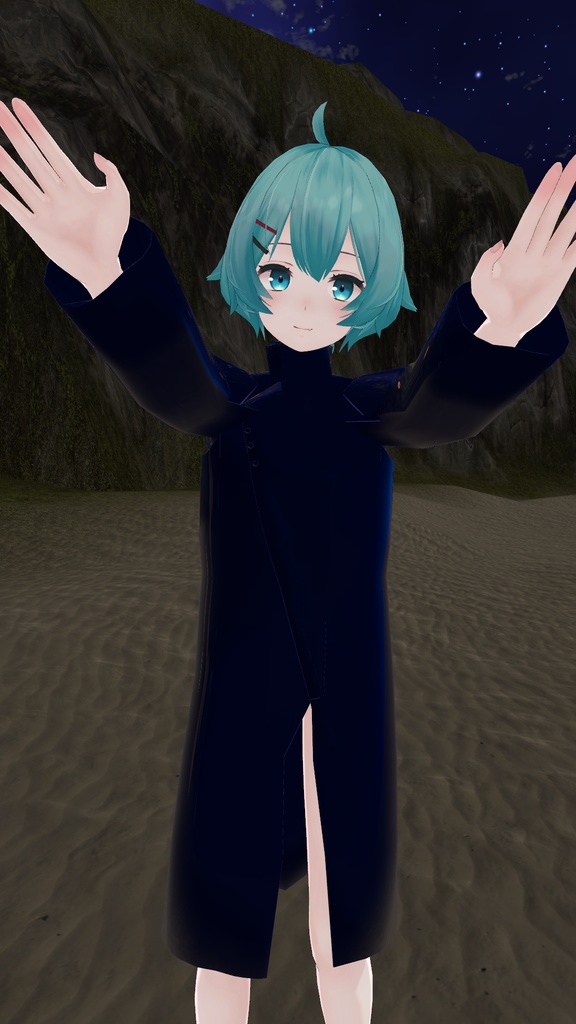 【薄荷ちゃん対応】黒コート(ロングタイプ)