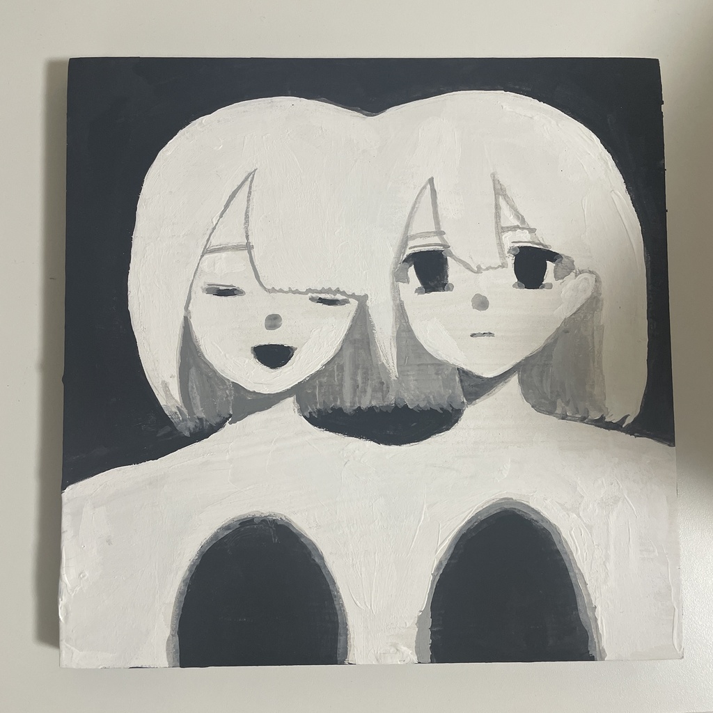 木製ボード　アナログ原画　「空白」