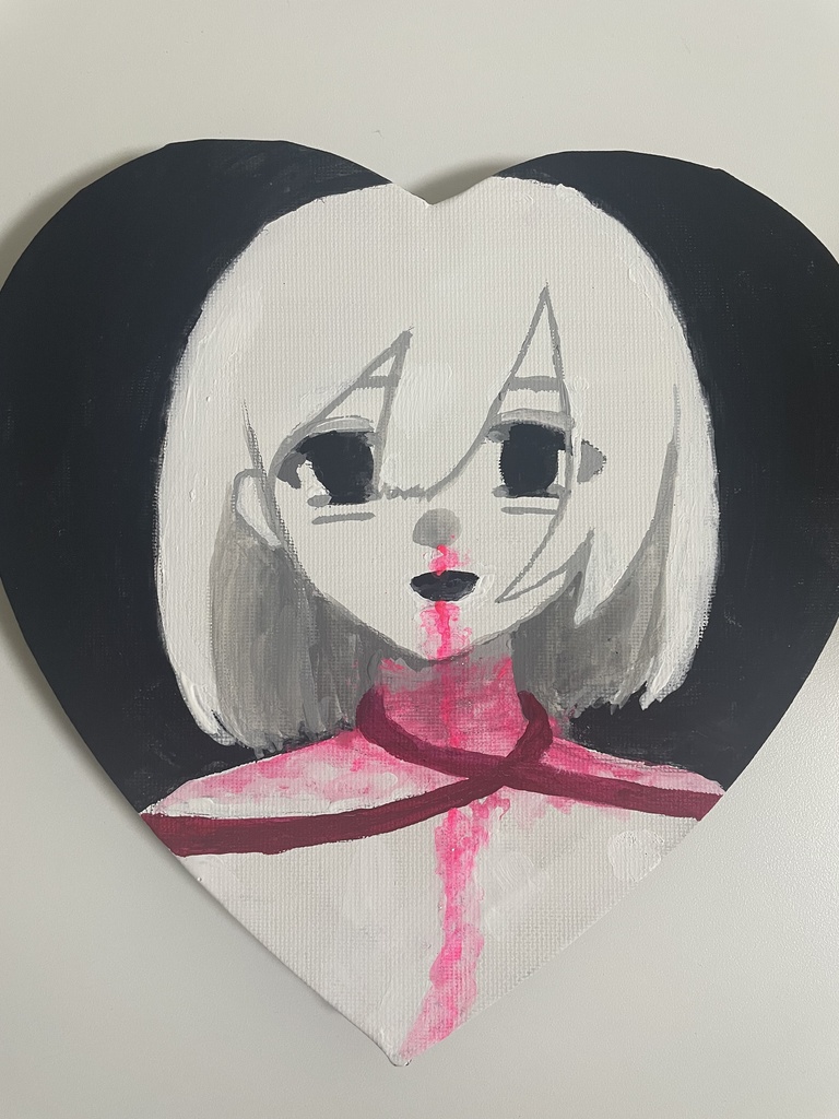 ハート型キャンバス　アナログ原画　「愛おしい」